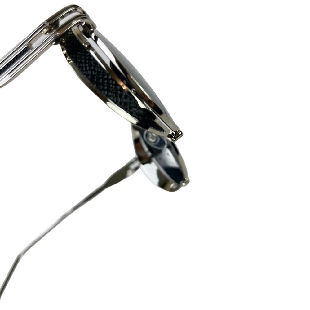 AVIATOR Black Faux Leather Metal Frame Large Sunglasses Sun Glasses Fashion - Picture 14 of 15